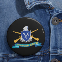 Load image into Gallery viewer, Custom Pin Buttons - 179th Infantry Regiment - w Br - DUI - Ribbon