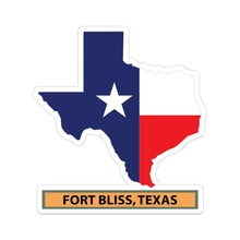 Load image into Gallery viewer, Kiss-Cut Stickers - Texas Map Overprint with Texas State Flag - Fort Bliss,Texas X 300