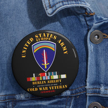 Load image into Gallery viewer, Custom Pin Buttons - US Army Europe - Berlin Airlift w COLD EXP OCCP Airplane SVC