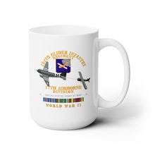Load image into Gallery viewer, White Ceramic Mug 15oz - Army - 194th Glider Infantry Regiment w Towed Glider w WWII w EUR SVC