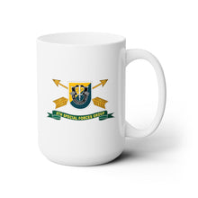 Load image into Gallery viewer, White Ceramic Mug 15oz - Army - 8th Special Forces Group - Flash w Br - Ribbon X 300