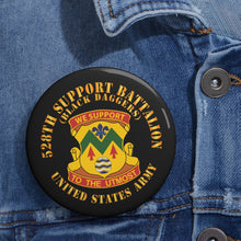 Load image into Gallery viewer, Custom Pin Buttons - 528th Support Battalion - DUI - Black Daggers X 300