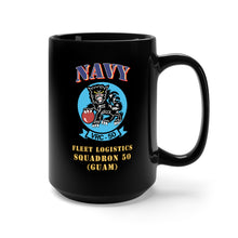 Load image into Gallery viewer, Black Mug 15oz - Big NAVY - Fleet Logistics Squadron 50 - SSI - Guam X 300