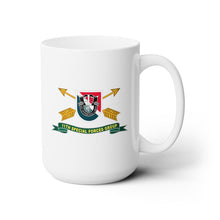 Load image into Gallery viewer, White Ceramic Mug 15oz - Army - 11th Special Forces Group - Flash w Br - Ribbon X 300