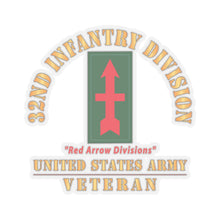 Load image into Gallery viewer, Kiss - Cut Stickers - Army - SSI - 32nd Infantry Division - Red Arrow Division - US Army Veteran X 300