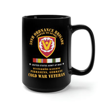 Load image into Gallery viewer, Black Mug 15oz - Army - 59th Ordnance Brigade - SSI - Husterhöh-Kaserne, Pirmasens w Cold Vet - COLD SVC X 300