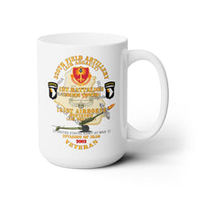 Load image into Gallery viewer, White Mug 15oz -1st Bn, 320th FA, 101st Airborne Div - Invasion - 2003 w AA Badge - w 105mm Map