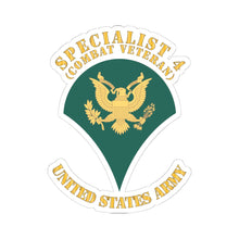 Load image into Gallery viewer, Kiss-Cut Stickers - Army - Enlisted - SPC 4 - Specialist 4 - Std - Combat Veteran X 300