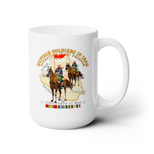 Load image into Gallery viewer, White Mug 15oz - Army - Buffalo Soldiers in Iraq - OIF - Cavalrymen at War w IRAQ SVC - NO VET