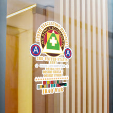 Load image into Gallery viewer, Kiss-Cut Vinyl Decals - 129th Evacuation Hospital - Operation Desert Storm - Shield - 3rd US Army SSI w Gulf SVC Ribbons