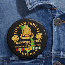 Load image into Gallery viewer, Custom Pin Buttons - Vietnam Combat Vet - Transportation Corps w VN SVC X 300