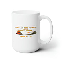 Load image into Gallery viewer, White Ceramic Mug 15oz - Army - WWII - M18 HellCat Killing - German Panzer Exploding
