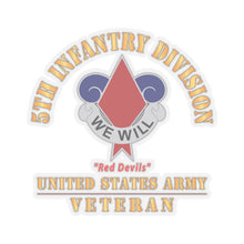 Load image into Gallery viewer, Kiss - Cut Stickers - Army - DUI - 5th Infantry Division - Red Devils - US Army Veteran X 300