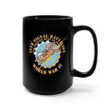 Load image into Gallery viewer, Black Mug 15oz - Army - 56th Signal Battalion w Emblem - (The Message Must Go Through) - WWII X 300