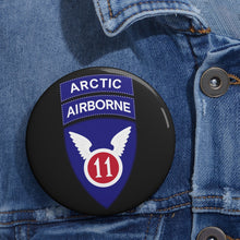 Load image into Gallery viewer, Custom Pin Buttons - 1th Airborne Division w Arctic Tab wo Txt X 300