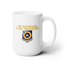 Load image into Gallery viewer, White Ceramic Mug 15oz - Army - 1st Bn 41st Infantry - DUI X 300 - Hat