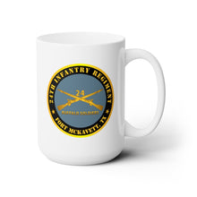 Load image into Gallery viewer, White Ceramic Mug 15oz - Army - 24th Infantry Regiment - Fort McKavett, TX - Buffalo Soldiers w Inf Branch