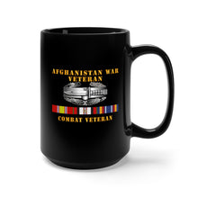 Load image into Gallery viewer, Black Mug 15oz - Army - Afghanistan War Veteran - Combat Action Badge w CAB AFGHAN SVC
