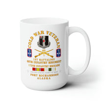 Load image into Gallery viewer, White Ceramic Mug 15oz - Army - Cold War Vet - 1st Bn, 60th Inf - 172nd In Bde - Ft Richardson AK w COLD SVC X 300
