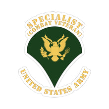 Load image into Gallery viewer, Kiss-Cut Stickers - Army - Specialist - SP4 - Combat Veteran - Flat X 300