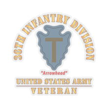 Load image into Gallery viewer, Kiss - Cut Stickers - Army - SSI - 36th Infantry Division - Arrowhead - US Army Veteran X 300