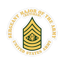 Load image into Gallery viewer, Kiss-Cut Stickers - Army - Sergeant Major of the Army - SMA - Retired - Flat X 300