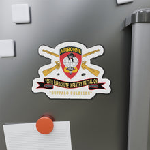 Load image into Gallery viewer, Die-Cut Magnets - 555th Parachute Infantry Battalion - SSI - Black - Red Buffalo Soldiers w Br - Rib