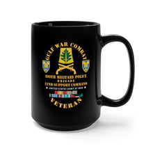 Load image into Gallery viewer, Black Mug 15oz - Gulf War Combat Vet - 800th MP Brigade - SSI, 22nd Support Command SSI w GULF SVC X 300