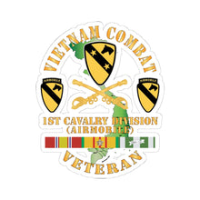 Load image into Gallery viewer, Kiss-Cut Stickers - Army - Vietnam Combat Veteran w 1st Cav DUI X 300