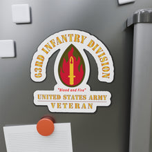 Load image into Gallery viewer, Die-Cut Magnets - Army - SSI - 63rd Infantry Division - Blood and Fire - US Army Veteran X 300