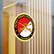 Load image into Gallery viewer, Kiss-Cut Vinyl Decals - Army - Alpha Troop, 240th Cavalry Branch Veteran - Red - White X 300