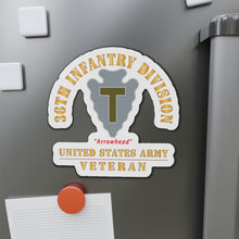 Load image into Gallery viewer, Die-Cut Magnets - Army - DUI - 36th Infantry Division - Arrowhead - US Army Veteran X 300
