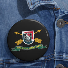 Load image into Gallery viewer, Custom Pin Buttons - 11th Special Forces Group - Flash w Br - Ribbon X 300