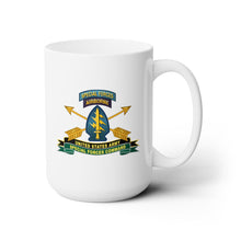 Load image into Gallery viewer, White Ceramic Mug 15oz - Army - US Army Special Forces Command - SSI w Br - Ribbon X 300