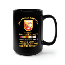Load image into Gallery viewer, Black Mug 15oz - Army - 5th Signal Command - SSI, USA STRATCOM, EUR, Karlsruhe, Germany w COLD SVC X 300