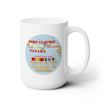 Load image into Gallery viewer, White Ceramic Mug 15oz - Just Cause - Ft Clayton - CZ w Map w Svc Ribbons