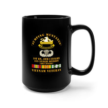 Load image into Gallery viewer, Black Mug 15oz - Army - Jumping Mustangs w DUI - ABN Basic - 1st Bn 8th Cav w VN SVC