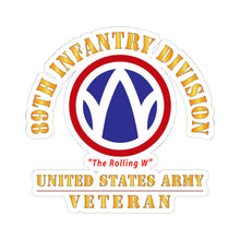 Load image into Gallery viewer, Kiss-Cut Stickers - Army - SSI - 89th Infantry Division - The Rolling W - US Army Veteran X 300