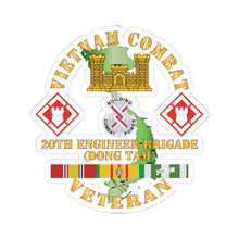 Load image into Gallery viewer, Kiss-Cut Stickers - Army - Vietnam Combat Veteran w 20th Engineer Brigade SSI - Dong Tam X 300