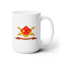 Load image into Gallery viewer, White Ceramic Mug 15oz - Army - 45th Division Artillery w Br - Ribbon