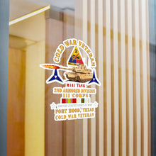 Load image into Gallery viewer, Kiss-Cut Vinyl Decals - Army - Cold War Vet - 2nd Armored Division - Ft Hood, TX - M1A1 Firing w COLD SVC