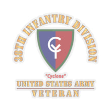 Load image into Gallery viewer, Kiss - Cut Stickers - Army - SSI - 38th Infantry Division - Cyclone - US Army Veteran X 300