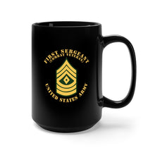Load image into Gallery viewer, Black Mug 15oz - Army - First Sergeant - 1SG - Combat Veteran - Flat