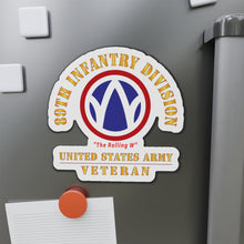 Load image into Gallery viewer, Die-Cut Magnets - Army - SSI - 89th Infantry Division - The Rolling W - US Army Veteran X 300