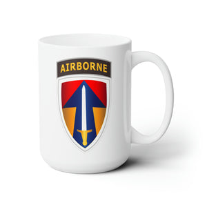 White Ceramic Mug 15oz - Army - II Field Force w Airborne Tab LRRP