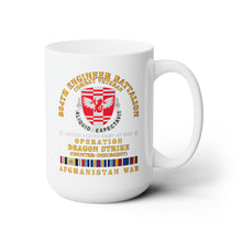Load image into Gallery viewer, White Ceramic Mug 15oz - Army - 864th Eng Bn - Opn Dragon Strike w AFGHAN SVC