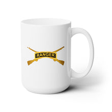Load image into Gallery viewer, White Ceramic Mug 15oz - Army - Ranger Tab w Infantry Branch wo Txt