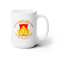 Load image into Gallery viewer, White Ceramic Mug 15oz - Army - 94th Field Artillery Regiment - Deep Steel w DUI