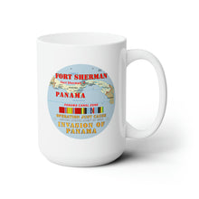 Load image into Gallery viewer, White Ceramic Mug 15oz - Just Cause - Ft Sherman - CZ w Map w Svc Ribbons