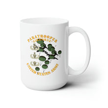Load image into Gallery viewer, White Ceramic Mug 15oz - Army - Paratrooper w 3 Airborne Badges - Mass Tac